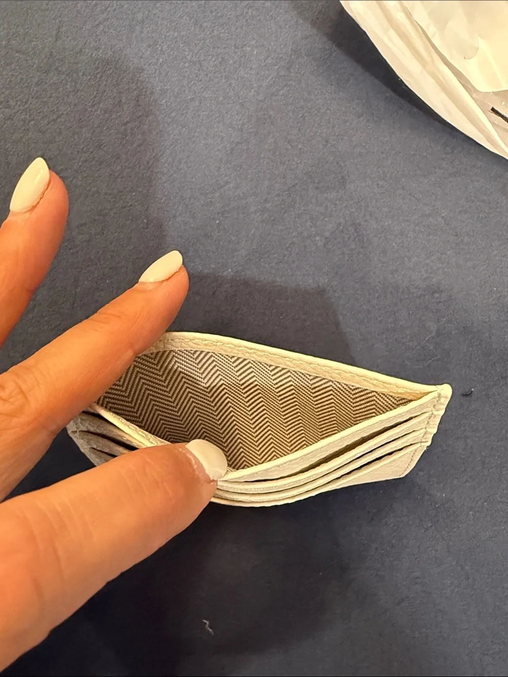 The Row inspired Cream Pebbled Leather Card Case